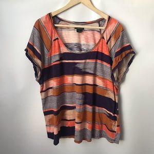 Lucky Brand Purple Orange Stripe Tee Shirt